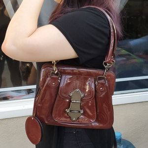 Vintage Tracy Reese Patent Burgundy Satchel Purse